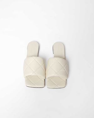 Bottega Veneta Beige Quilted Leather Lido Flat Slides Size 41