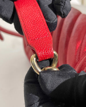 Chanel Red Chevron Caviar Old Medium Le Boy GHW