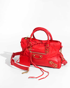 Balenciaga Red Mini Edge City Bag GHW