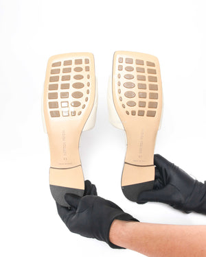 Bottega Veneta Beige Quilted Leather Lido Flat Slides Size 41