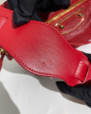 Balenciaga Red Classic Metallic Edge Mini City Bag