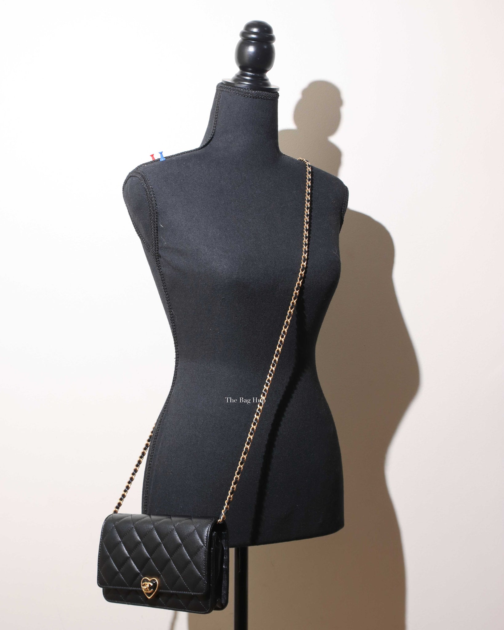 Chanel Black Lambskin Resin Quilted CC Heart WOC GHW