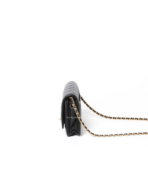 Chanel Black Lambskin Resin Quilted CC Heart WOC GHW