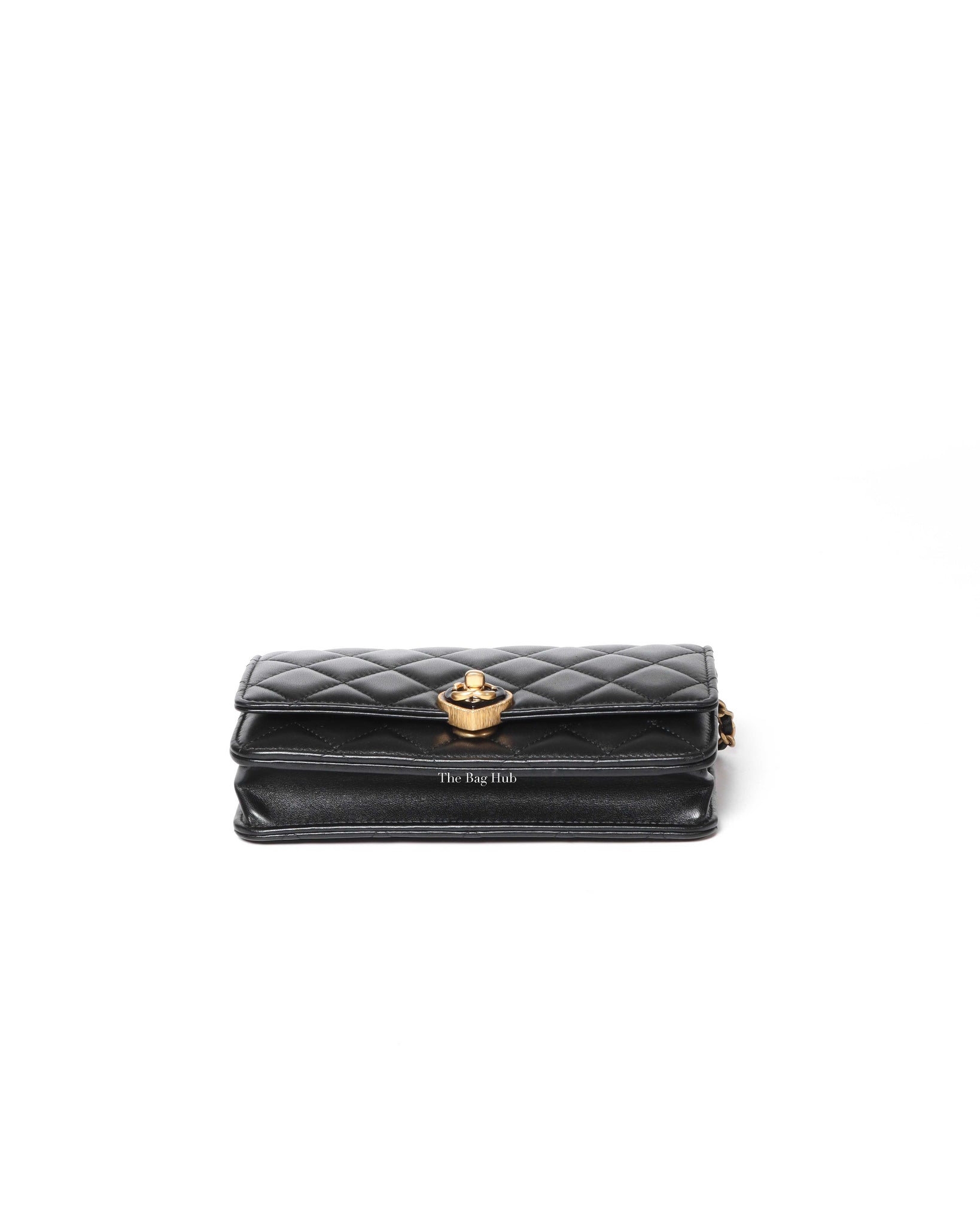 Chanel Black Lambskin Resin Quilted CC Heart WOC GHW