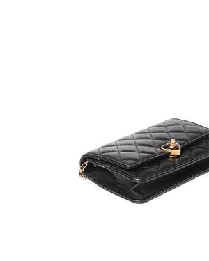 Chanel Black Lambskin Resin Quilted CC Heart WOC GHW