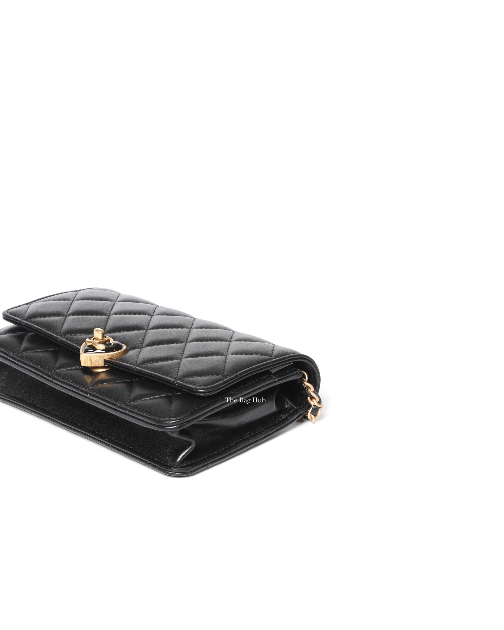Chanel Black Lambskin Resin Quilted CC Heart WOC GHW