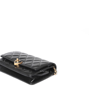 Chanel Black Lambskin Resin Quilted CC Heart WOC GHW