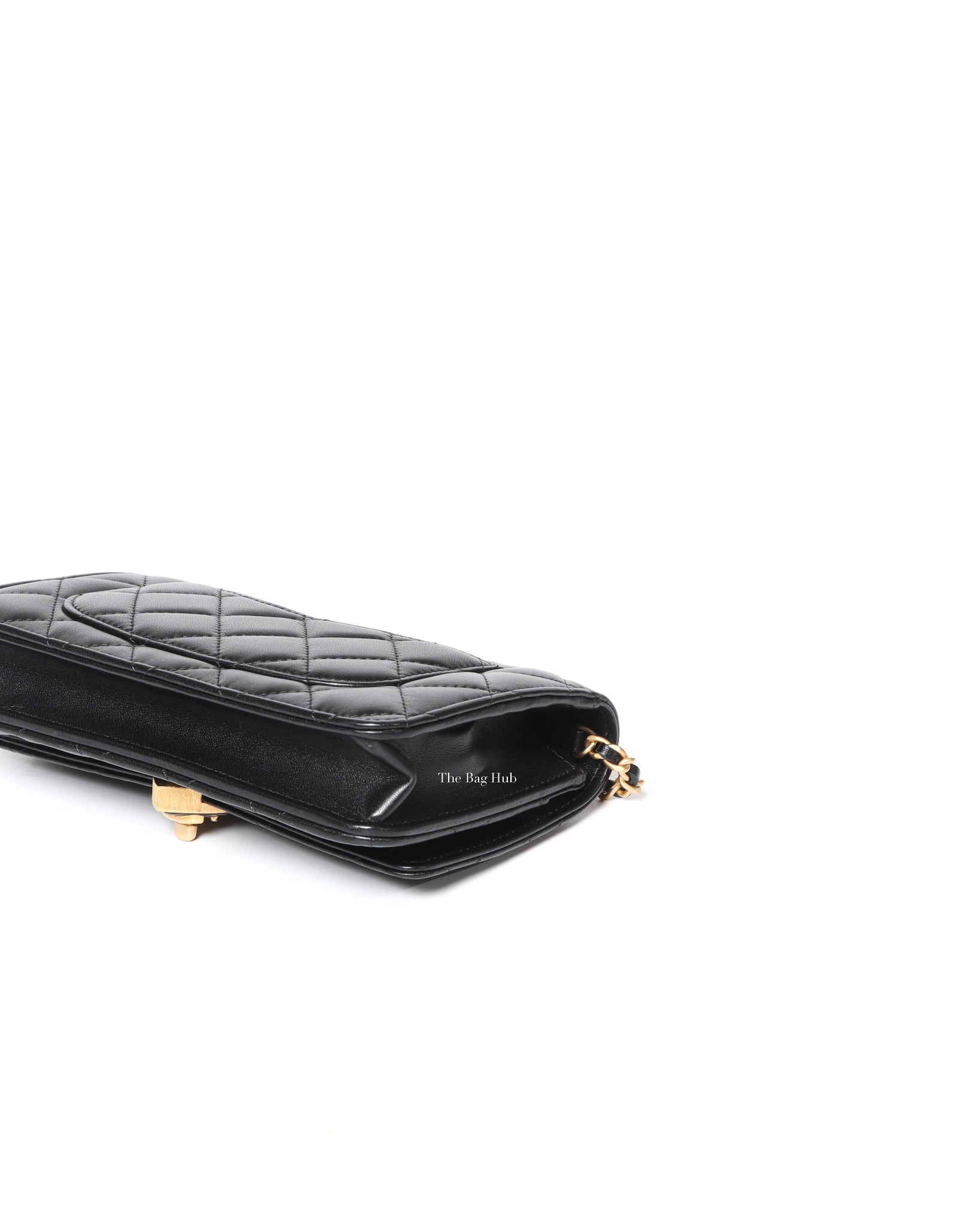 Chanel Black Lambskin Resin Quilted CC Heart WOC GHW
