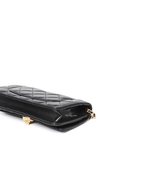 Chanel Black Lambskin Resin Quilted CC Heart WOC GHW