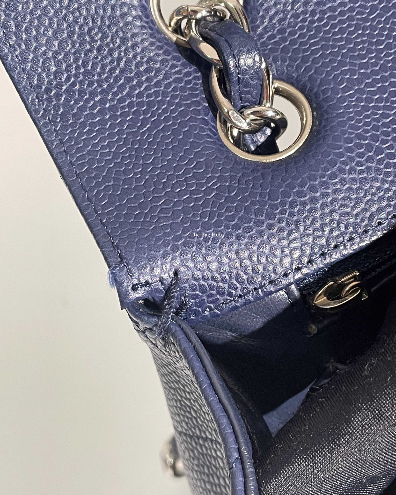Chanel Navy Blue Caviar Classic Maxi Single Flap Bag SHW