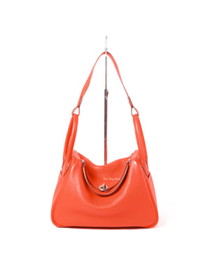 Hermes Orange Clemence Lindy 30 Bag SHW-2