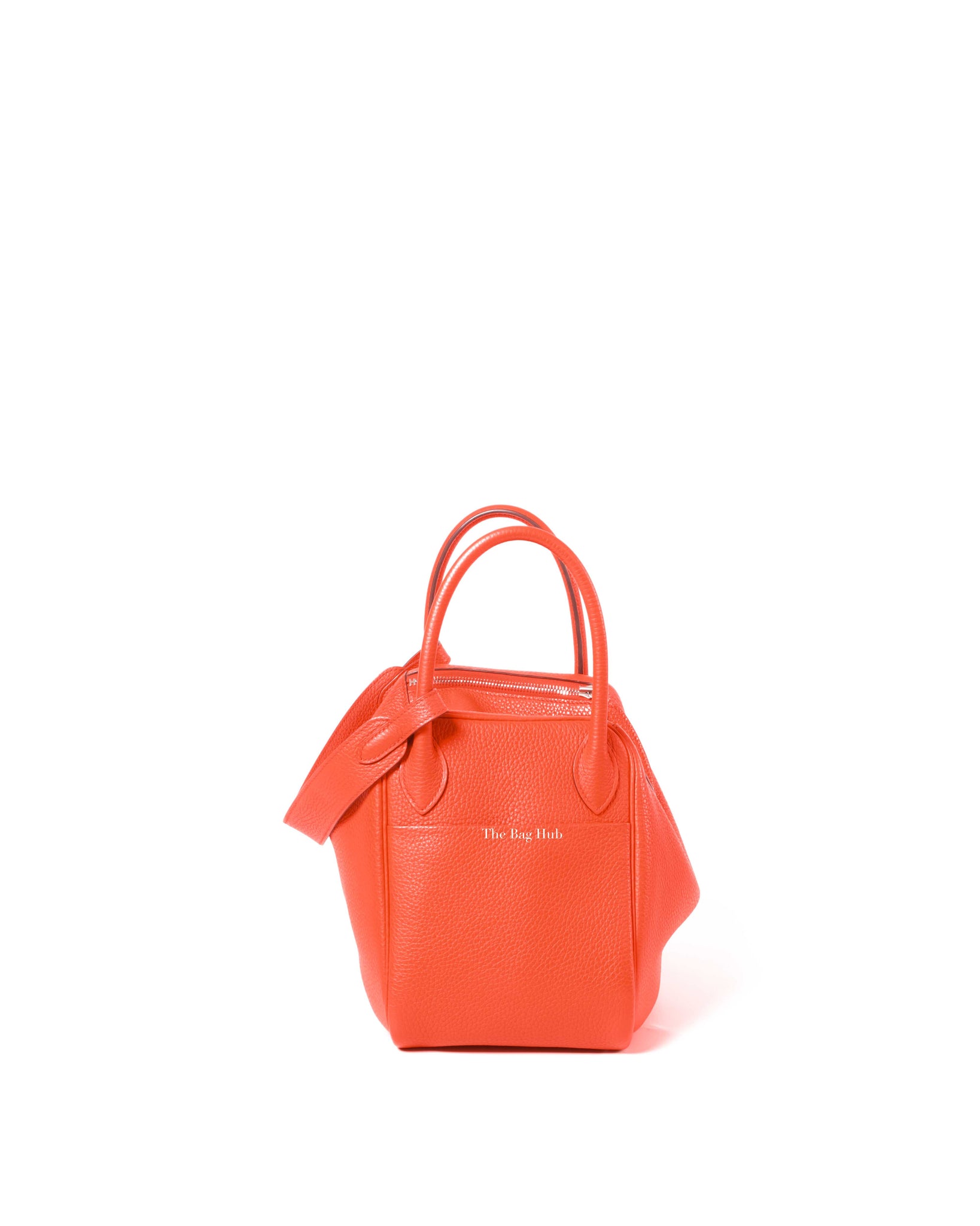 Hermes Orange Clemence Lindy 30 Bag SHW-4