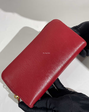 Prada Rubino Vitello Move Zipped Around Wallet 1ML506