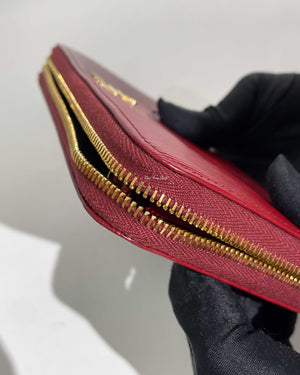 Prada Rubino Vitello Move Zipped Around Wallet 1ML506