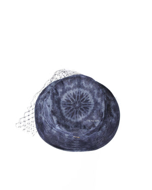 Dior Blue Washed Denim Cotton Kaleidiorscopic Brim Bucket Hat with Veil