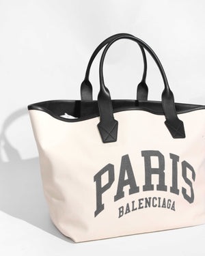 Balenciaga Beige Canvas Women's Cities Paris Jumbo Large Tote Bag - 1