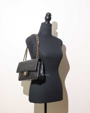 Chanel Black Lambskin Vintage Classic Medium Double Flap Bag GHW
