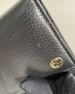 Gucci Black Leather Interlocking G Long Wallet