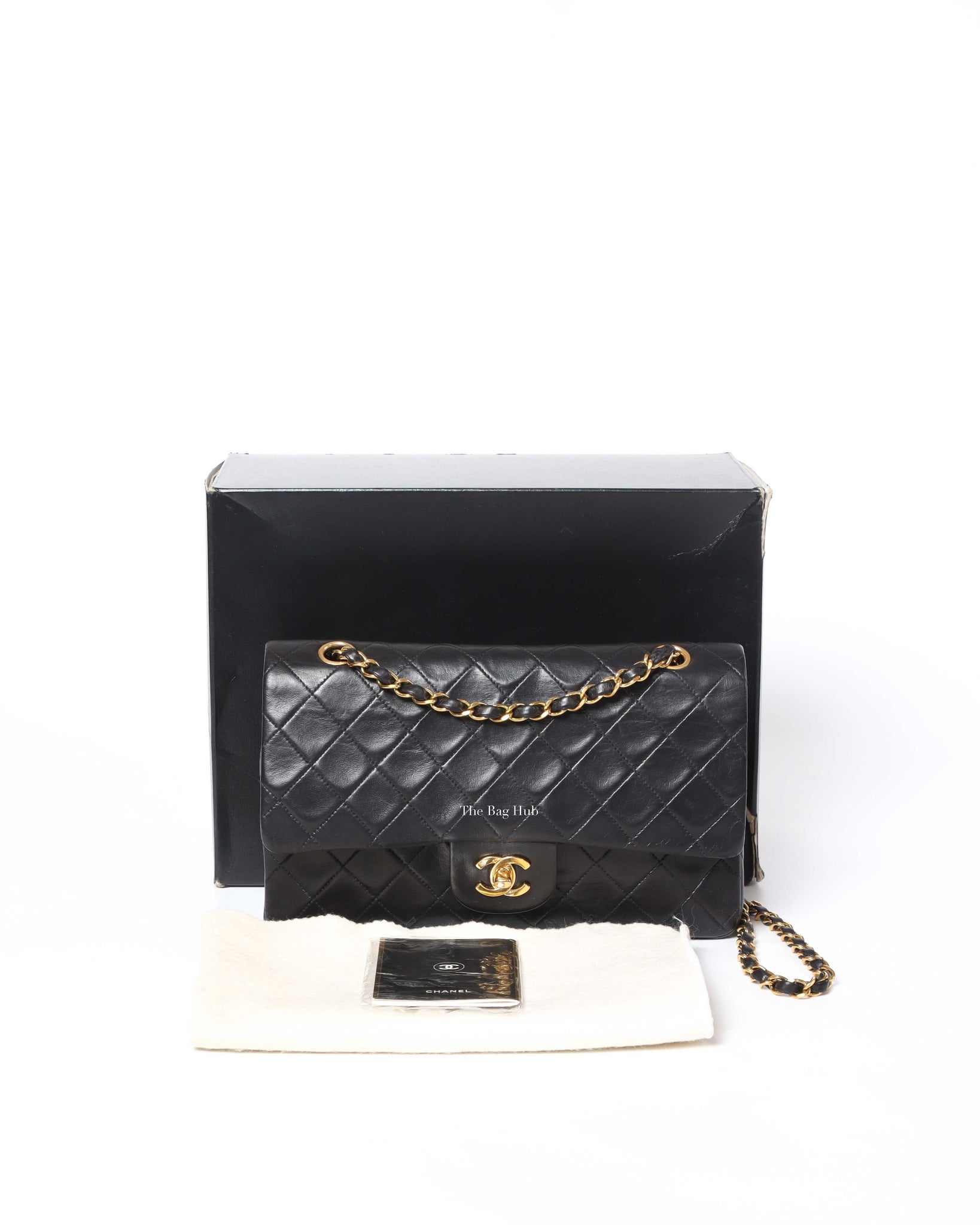 Chanel Black Lambskin Vintage Classic Medium Double Flap Bag GHW, Designer  Brand, Authentic Chanel