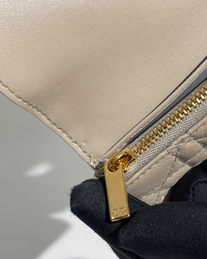 Dior Sand Supple Cannage Calfskin Leather Caro XS Card Wallet
