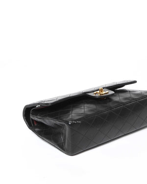 Chanel Black Lambskin Vintage Classic Medium Double Flap Bag GHW