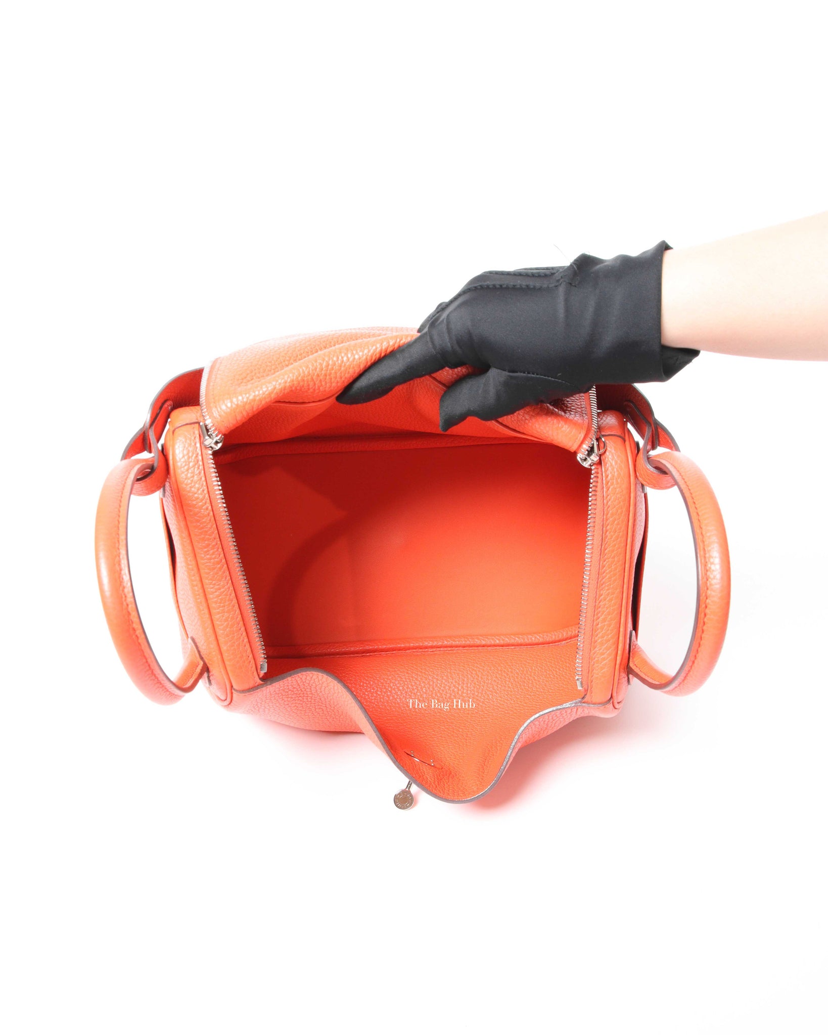 Hermes Orange Clemence Lindy 30 Bag SHW-11