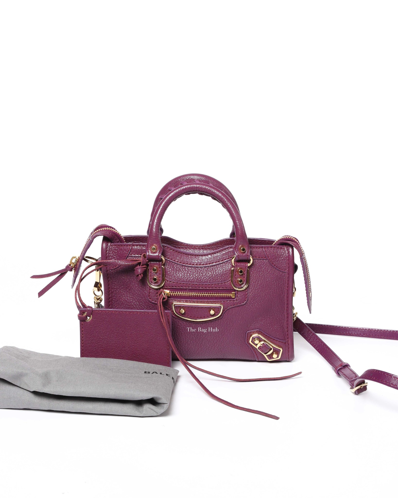 Balenciaga Maroon Nano City Metallic Edge GHW - 13