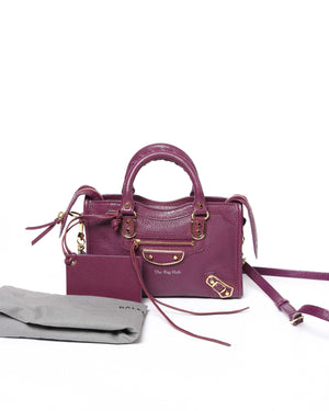 Balenciaga Maroon Nano City Metallic Edge GHW - 13