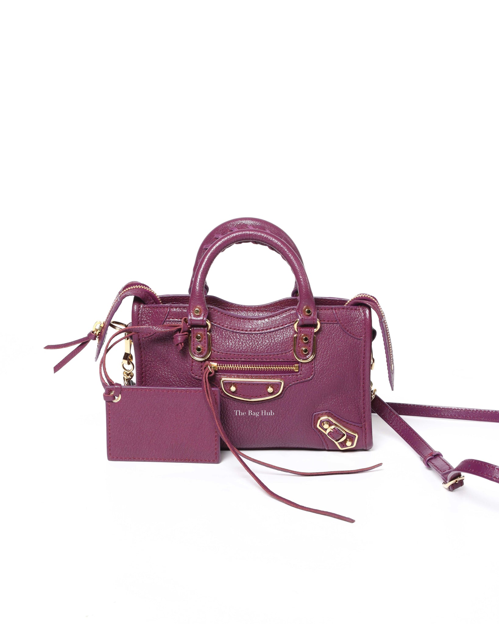 Balenciaga Maroon Nano City Metallic Edge GHW - 2