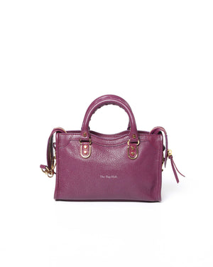 Balenciaga Maroon Nano City Metallic Edge GHW - 3