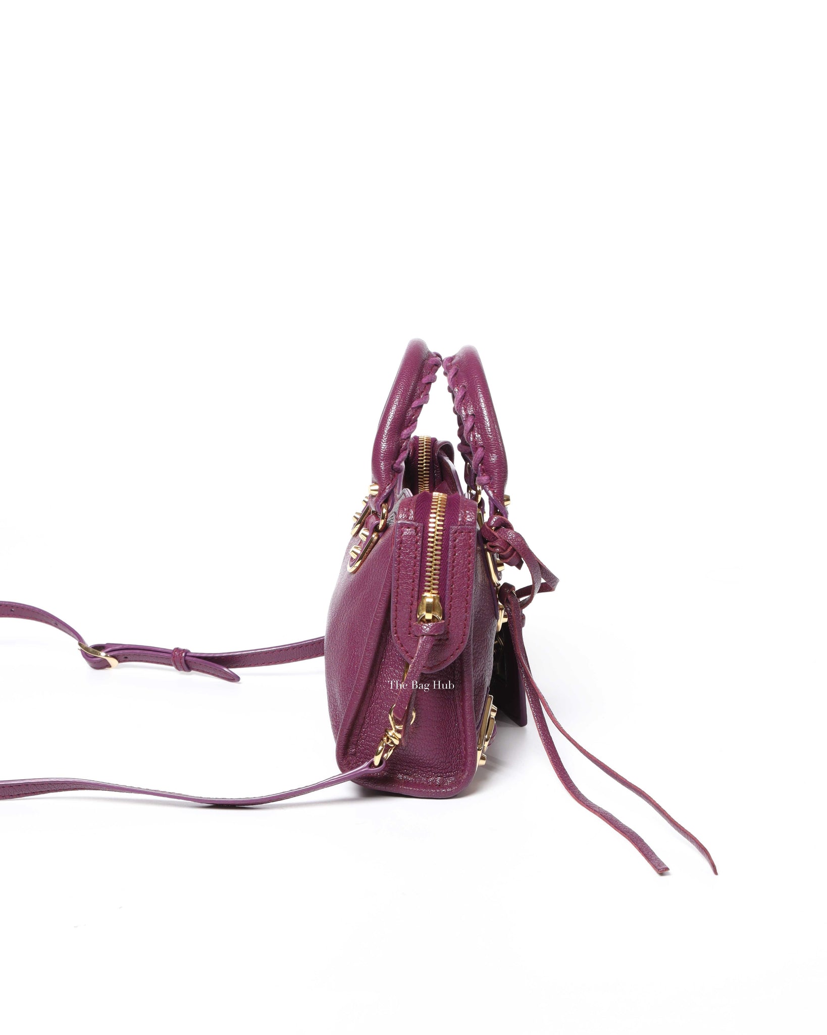 Balenciaga Maroon Nano City Metallic Edge GHW - 4