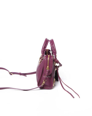 Balenciaga Maroon Nano City Metallic Edge GHW - 4