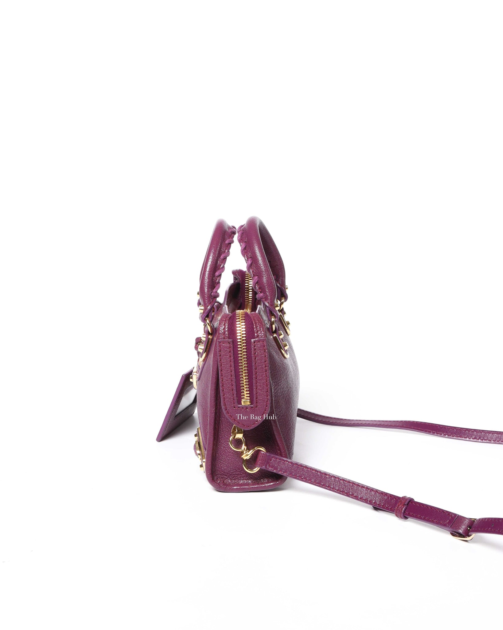 Balenciaga Maroon Nano City Metallic Edge GHW - 5
