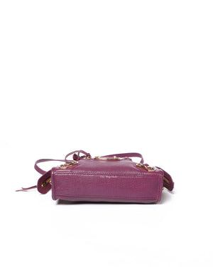 Balenciaga Maroon Nano City Metallic Edge GHW - 6