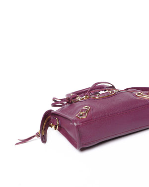 Balenciaga Maroon Nano City Metallic Edge GHW - 7