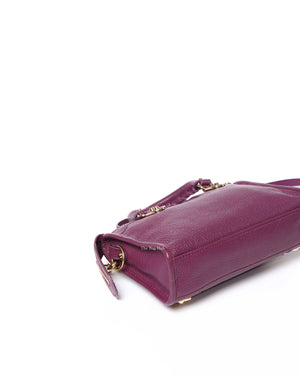 Balenciaga Maroon Nano City Metallic Edge GHW - 9