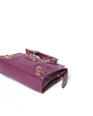 Balenciaga Maroon Nano City Metallic Edge GHW - 8