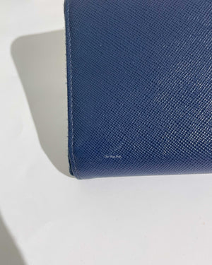Prada Bluette Saffiano Long Zip Around Wallet 1M0506