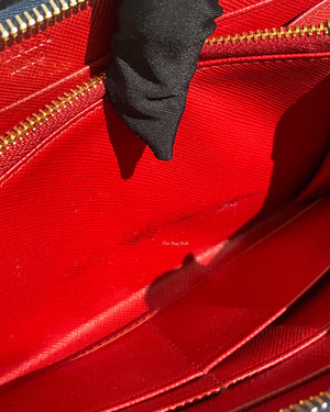 Prada Bluette Saffiano Long Zip Around Wallet 1M0506