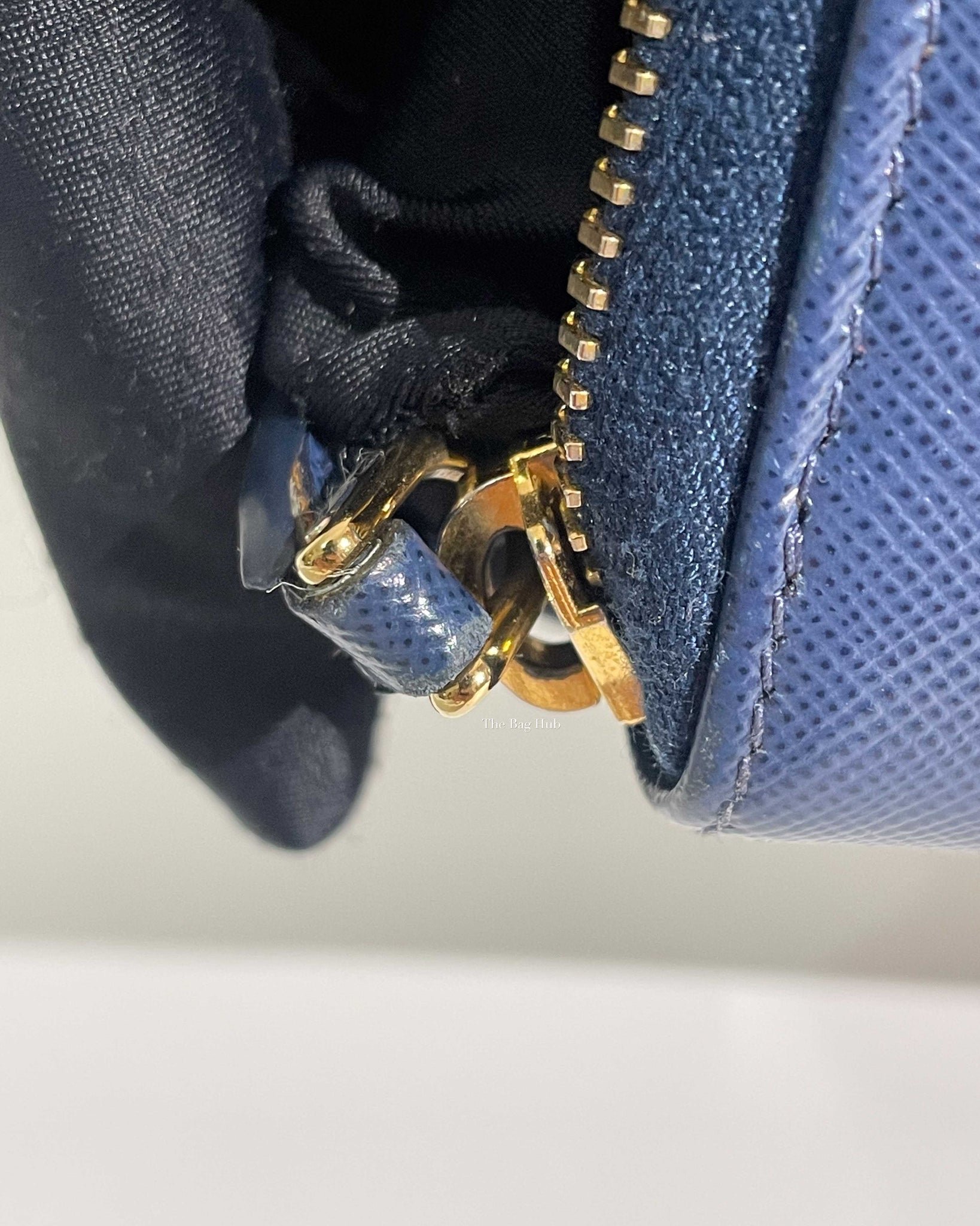 Prada Bluette Saffiano Long Zip Around Wallet 1M0506