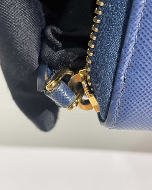Prada Bluette Saffiano Long Zip Around Wallet 1M0506