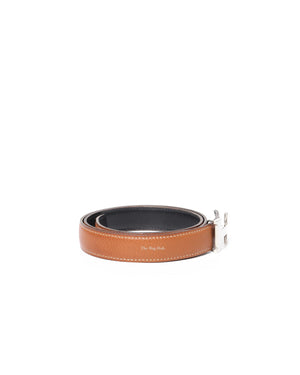 Hermes Black/Brown Slim Reversible Constance Belt w/ Buckle PHW Size 80 - 4