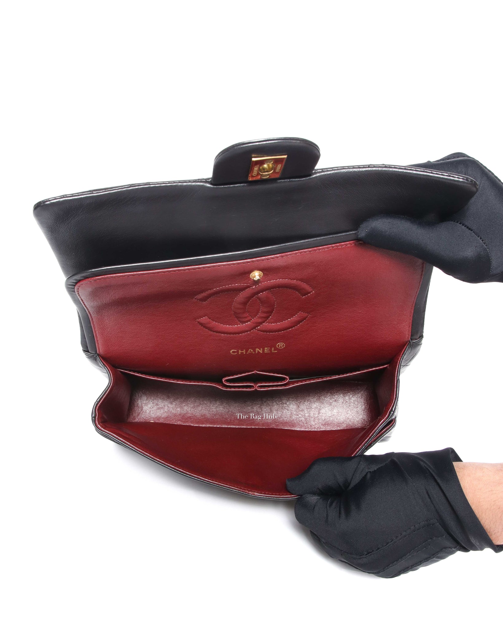 Chanel Black Lambskin Vintage Classic Medium Double Flap Bag GHW