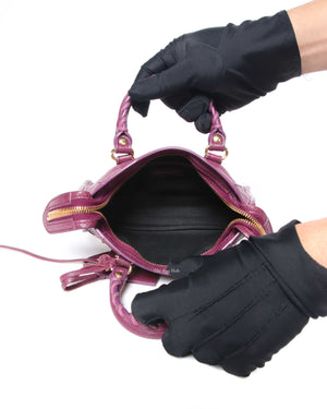 Balenciaga Maroon Nano City Metallic Edge GHW - 11