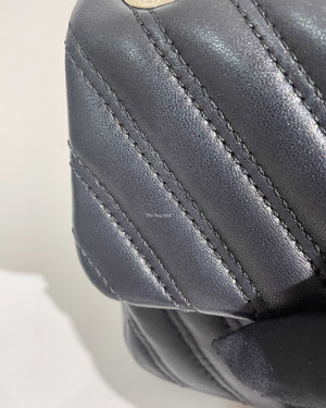 Chanel Black Chevron Medium Double Stitch Flap Bag SHW-17