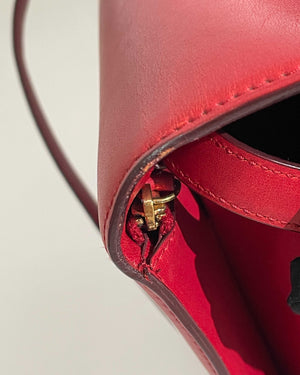 Celine Red Calfskin Leather Classic Medium Box Bag