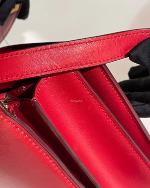 Celine Red Calfskin Leather Classic Medium Box Bag