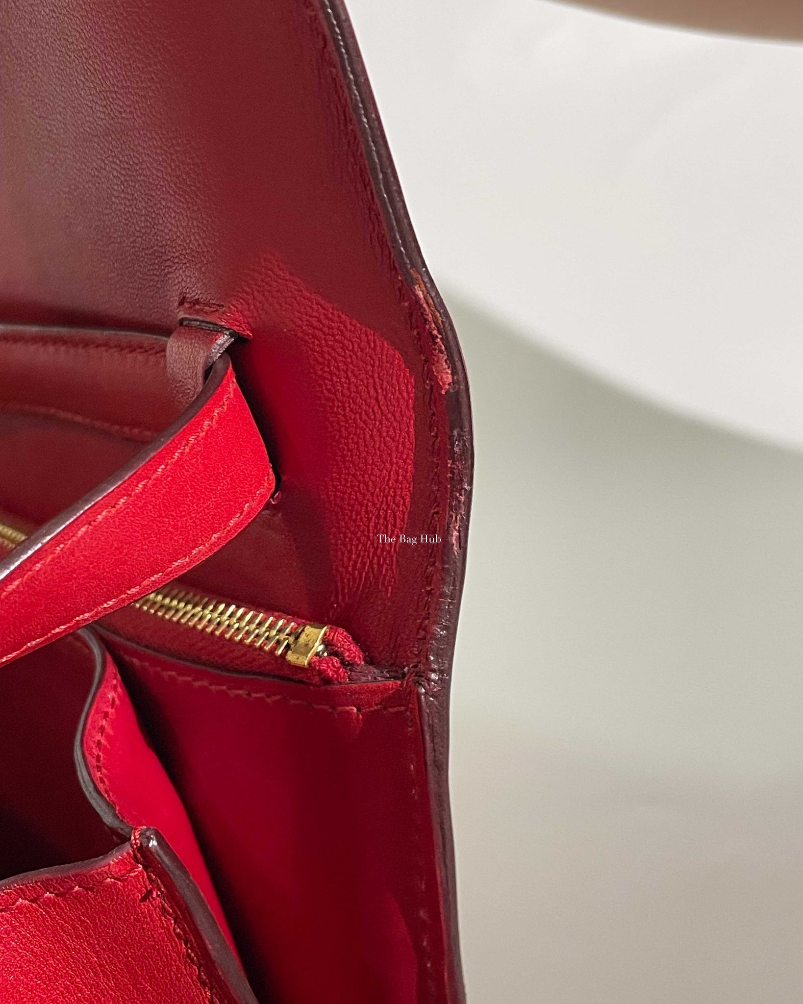 Celine Red Calfskin Leather Classic Medium Box Bag