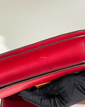 Celine Red Calfskin Leather Classic Medium Box Bag