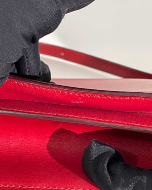 Celine Red Calfskin Leather Classic Medium Box Bag